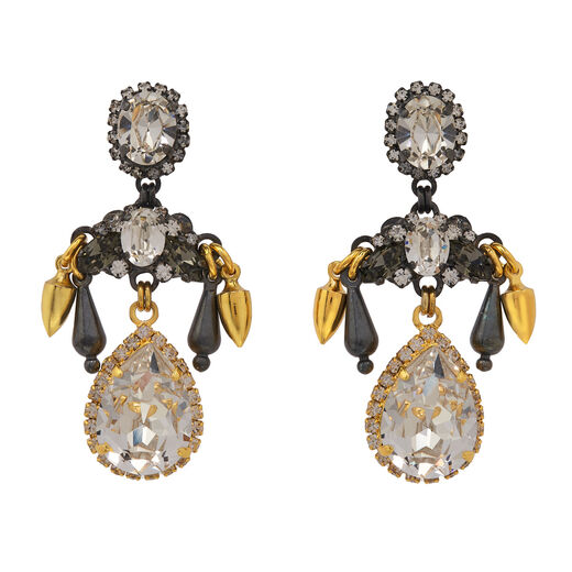 Crystal drop gold and silver earrings by Vicki Sarge